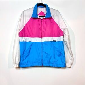 Vintage Cabin Creek Colorblock Windbreaker Jacket - Pink, Blue & White